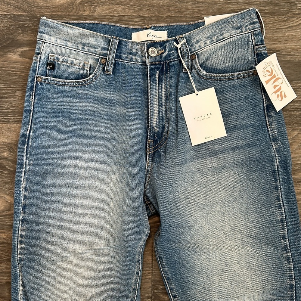 NEW KanCan 27 7 Regina High Waist Mom Jeans Distressed Ripped Denim Medium Wash - Picture 3 of 14